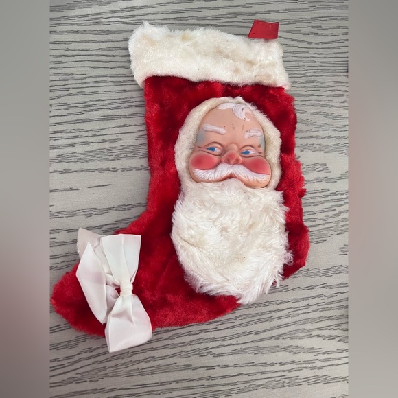 Vintage 1950’s Rubber Face Santa Stocking - Picture 1 of 5